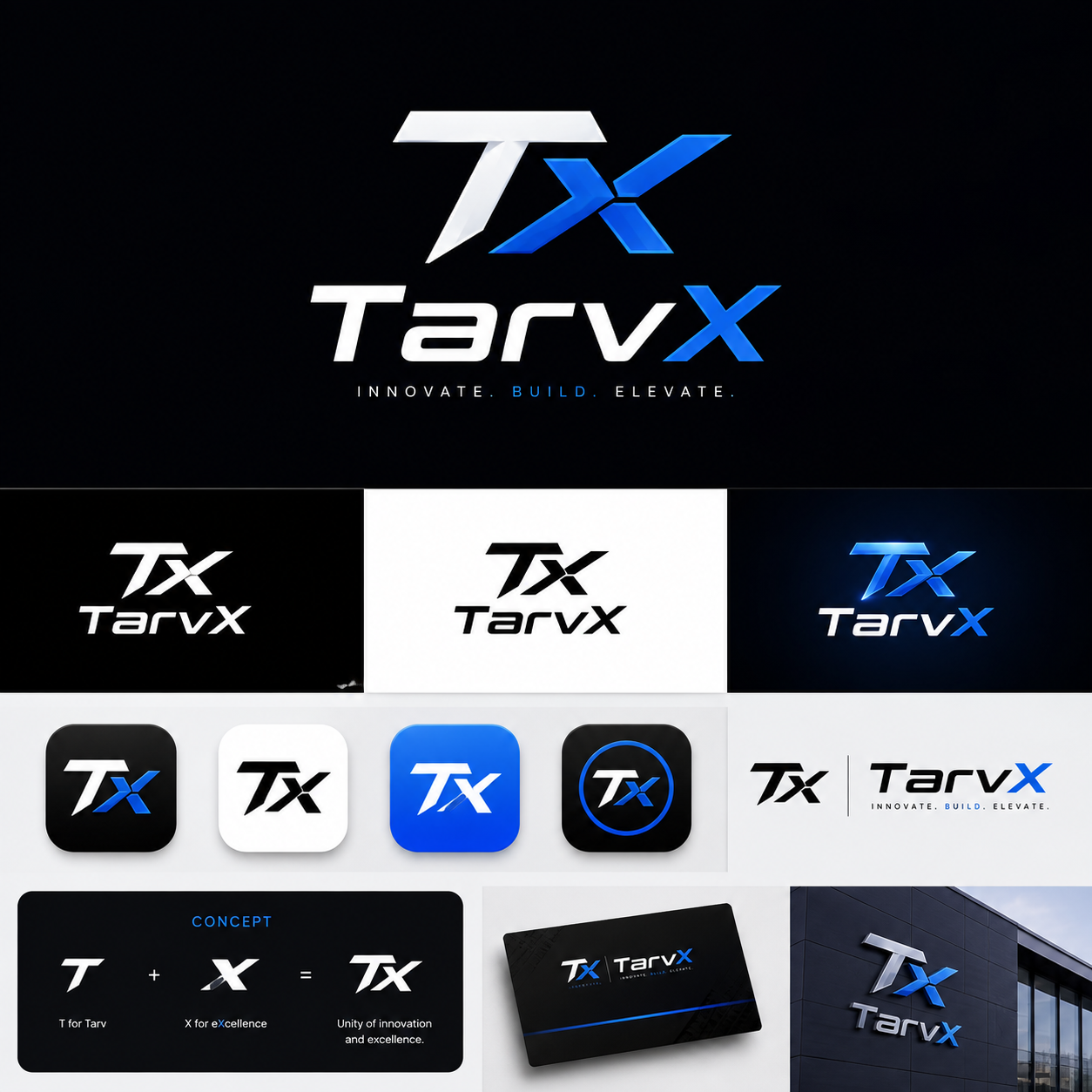 TarvX branding identity board